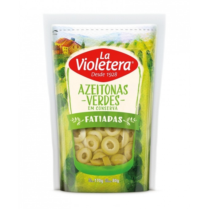 Azeitona verde fatiada refil doy pack La Violetera  80 gr