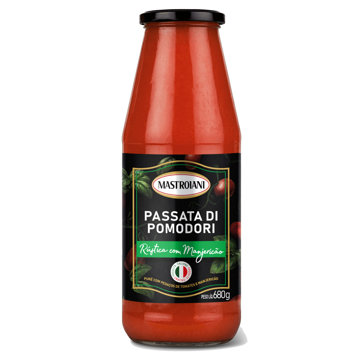 Passata Pomodori Rústica com Manjericão Mastroiani Vidro 680g