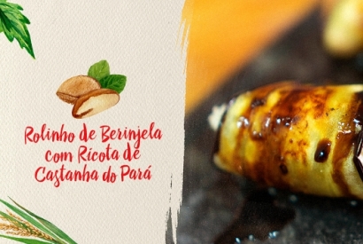 Rolinho de Berinjela com Ricota de Castanha do Pará por Chef Dandhara Lino