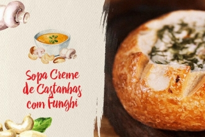 Sopa Creme de Castanhas com Funghi por Chef Dandhara Lino