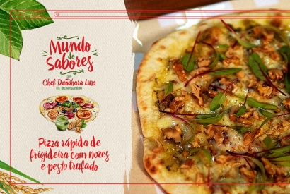 Pizza Rápida de Frigideira com Nozes e Pesto Trufado por Chef Dandhara Lino